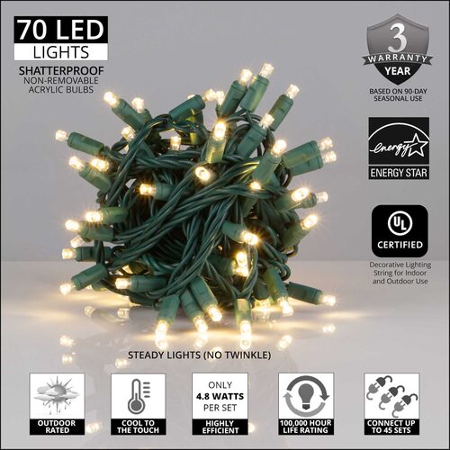 5mm Wide Angle LED Christmas Lights on Green Wire Tree Bundles